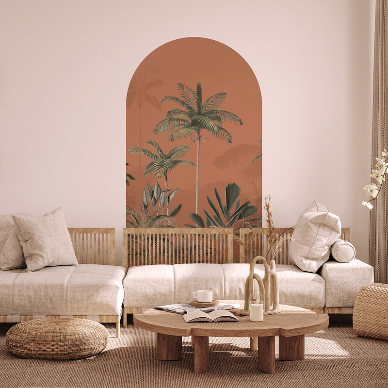 Peel and stick Arch Wallpaper Decal - tropical wilderness ginger