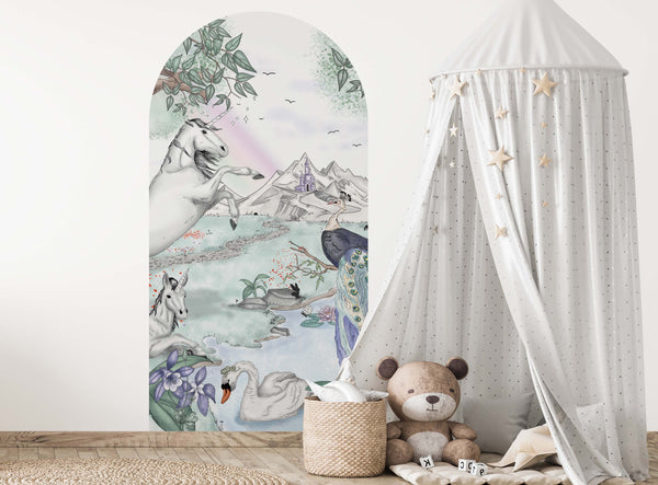 Peel and stick Arch Wallpaper Decal - Enchanted Unicorns