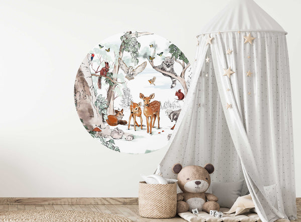 Round wall sticker - Magical Forest