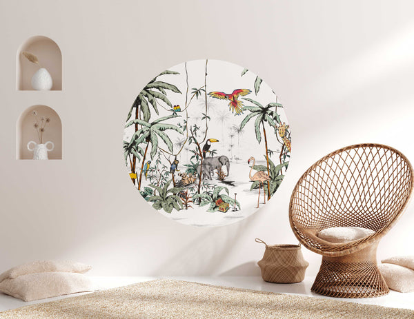 Ronde muursticker - Jungle Tonal