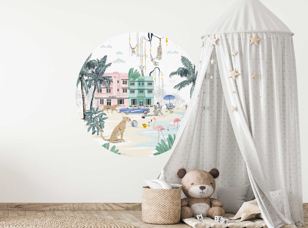 Round wall sticker - Miami Beach