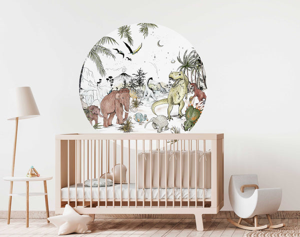 Round wall sticker - Prehistoric