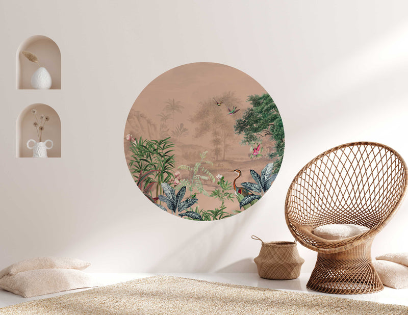 Sticker mural rond - Scenic Landscape Light Blush