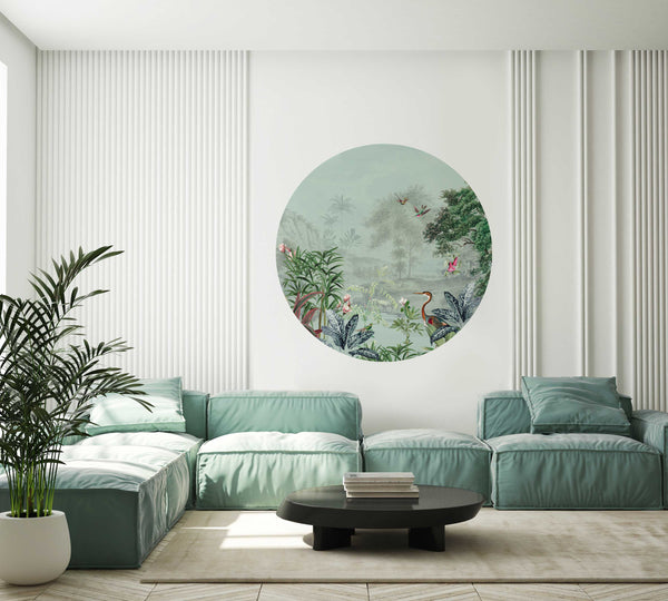 Round wall sticker - Scenic Landscape Dusty Mint