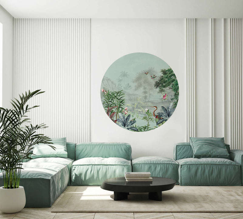 Sticker mural rond - Paysage Scénique Dusty Mint