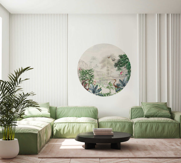 Round wall sticker - Scenic Landscape Off White
