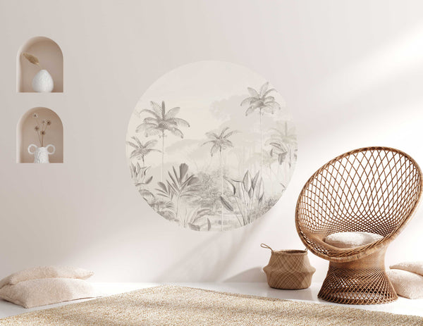 Round wall sticker - Tropical Wilderness - beige