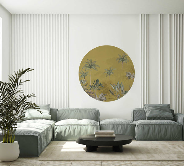 Round wall sticker - Tropical Wilderness - ochre