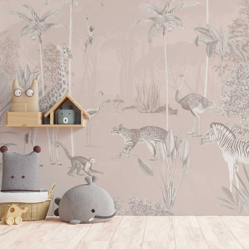 Jungle Behang - Wandgrote afbeelding - WILDLIFE'S PLAYGROUND soft