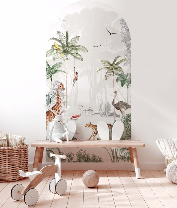 Peel and stick Arch Wallpaper Decal - Wildlife's playground