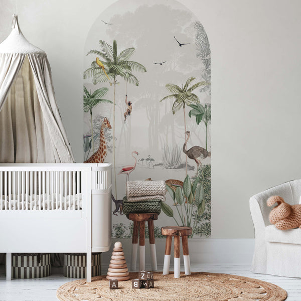 Peel and stick Arch Wallpaper Decal - Wildlife's playground