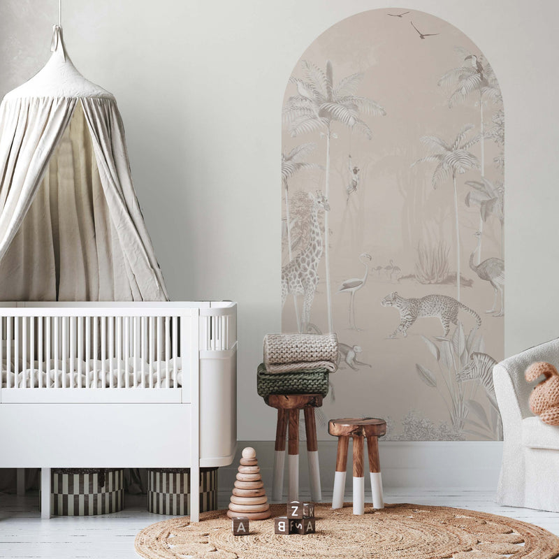 Peel and stick Arch Wallpaper Decal - Wildlife's playground Soft